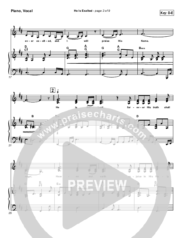 He Is Exalted Piano/Vocal (Twila Paris)