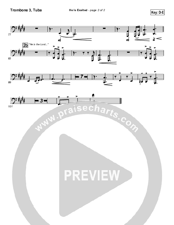 He Is Exalted Trombone 3/Tuba (Twila Paris)