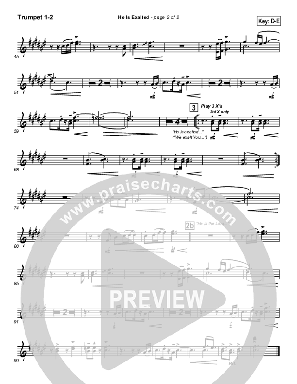 He Is Exalted Trumpet 1,2 (Twila Paris)