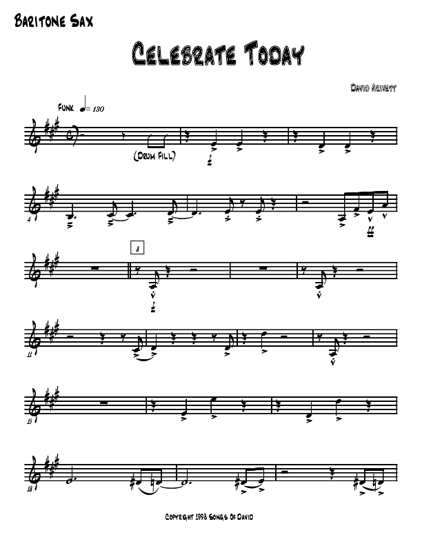 Celebrate Today Bari Sax (David Arivett)