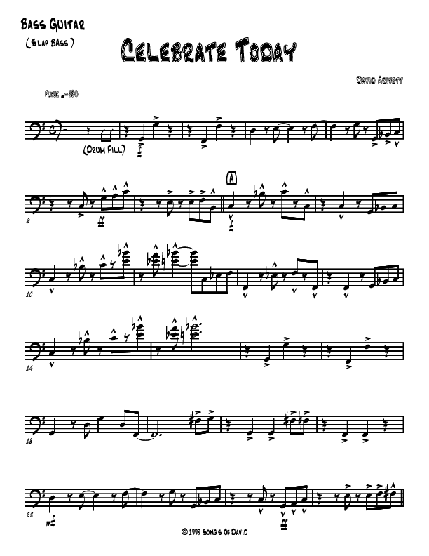 Celebrate Today Bass Guitar (David Arivett)