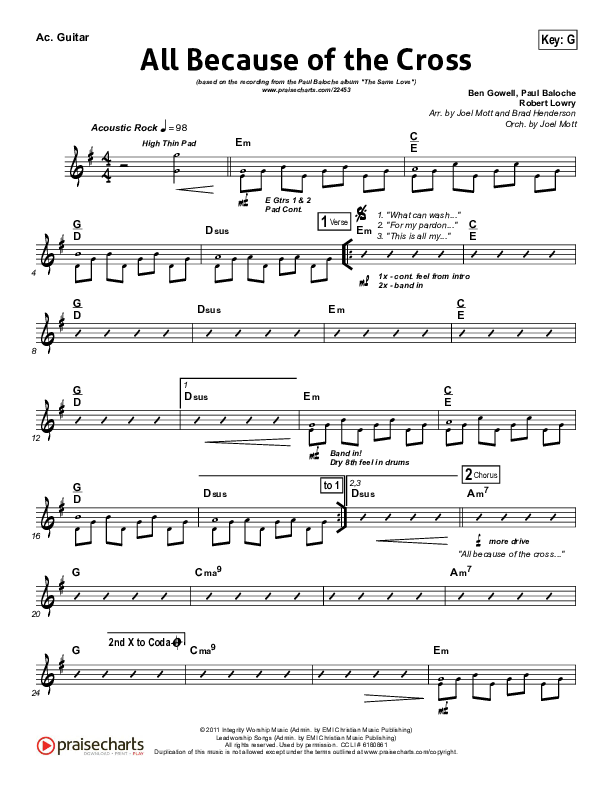 All Because Of The Cross Acoustic Guitar (Paul Baloche)