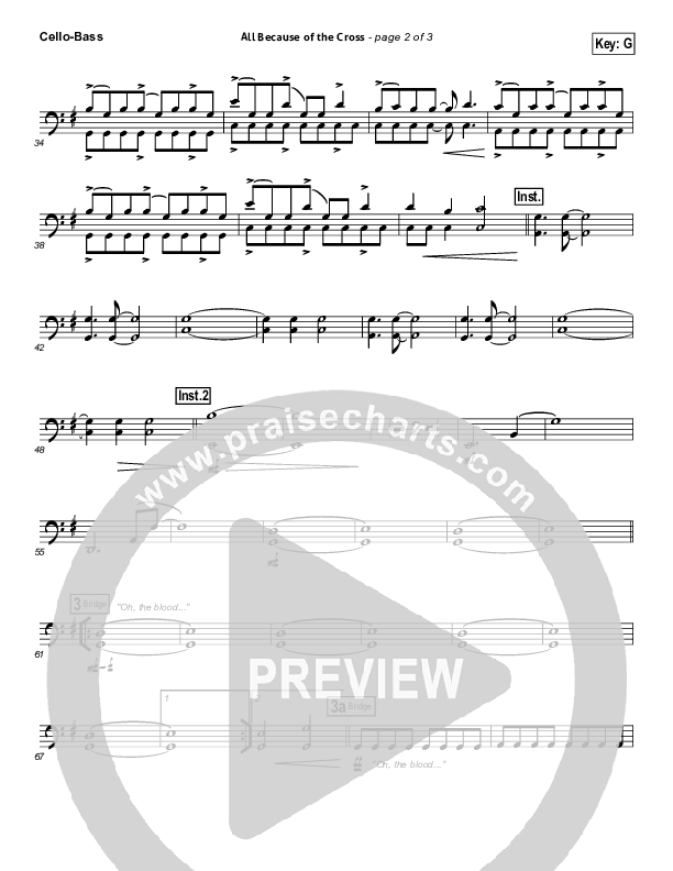 All Because Of The Cross Cello/Bass (Paul Baloche)