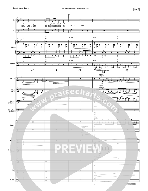 All Because Of The Cross Conductor's Score (Paul Baloche)