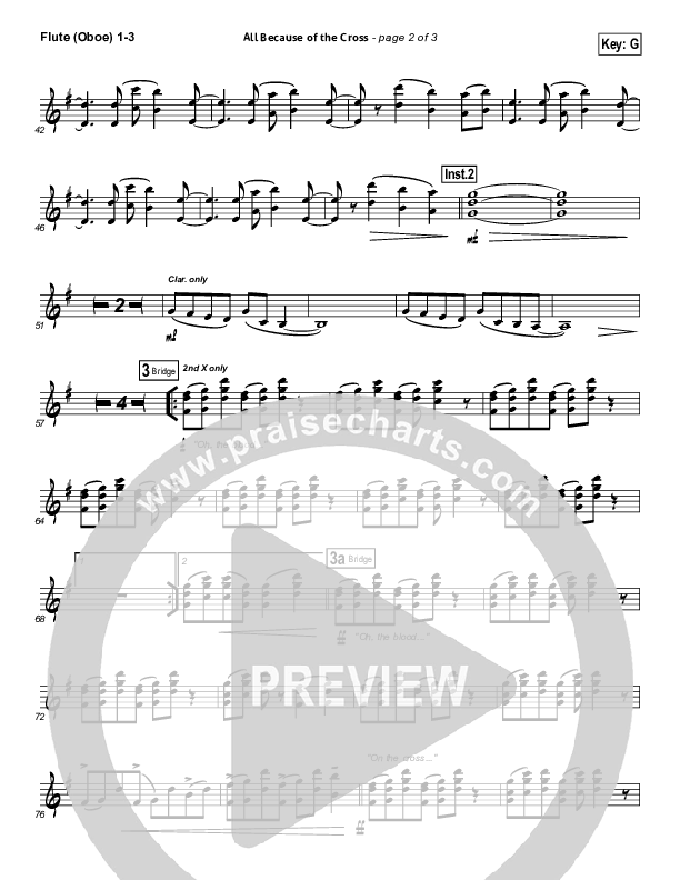 All Because Of The Cross Flute/Oboe 1/2/3 (Paul Baloche)