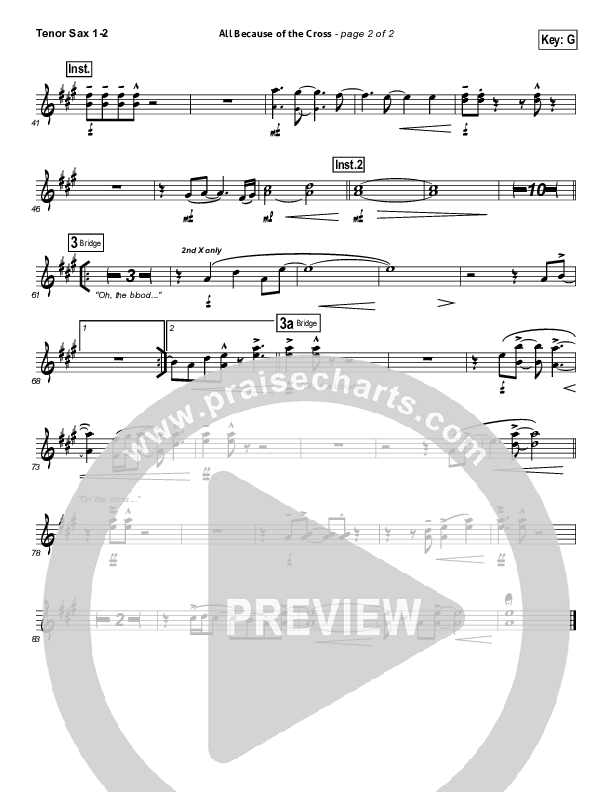 All Because Of The Cross Tenor Sax 1/2 (Paul Baloche)