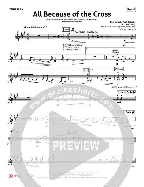 All Because Of The Cross Trumpet 1,2 (Paul Baloche)