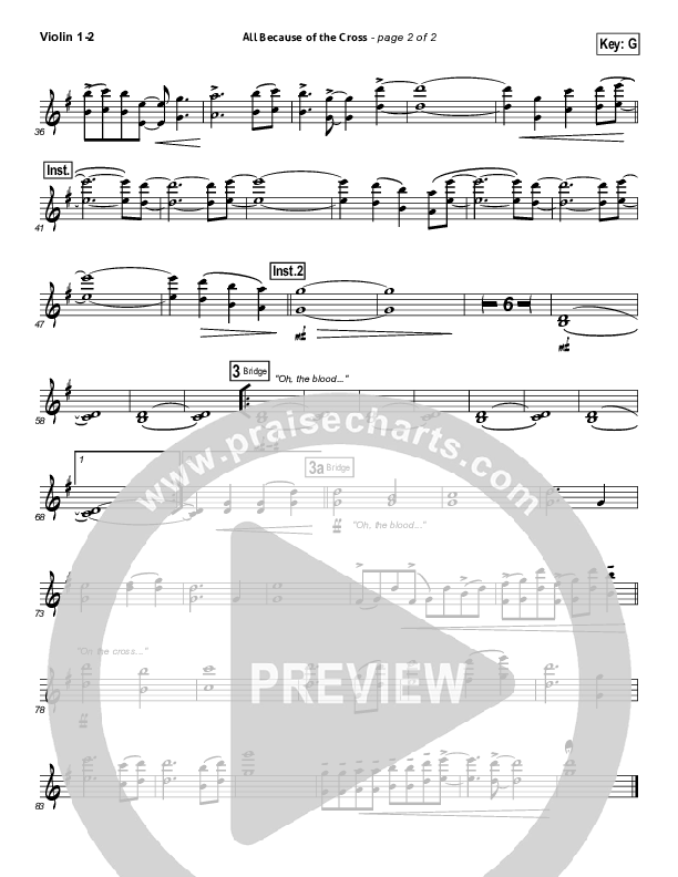 All Because Of The Cross Violin 1/2 (Paul Baloche)