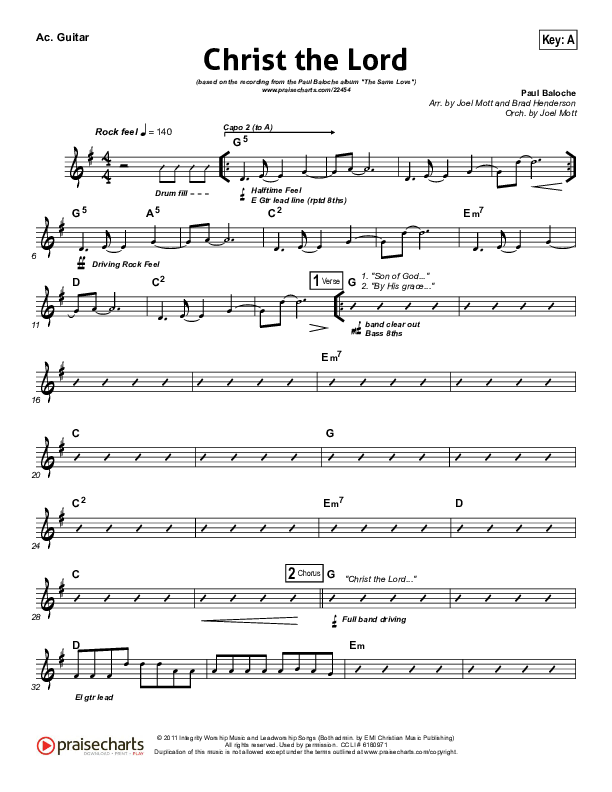 Christ The Lord Acoustic Guitar (Paul Baloche)