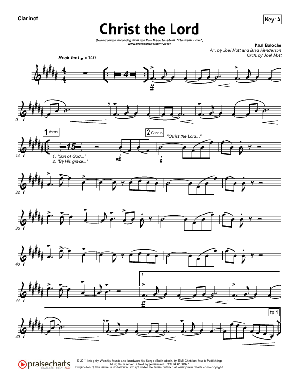 Christ The Lord Clarinet (Paul Baloche)