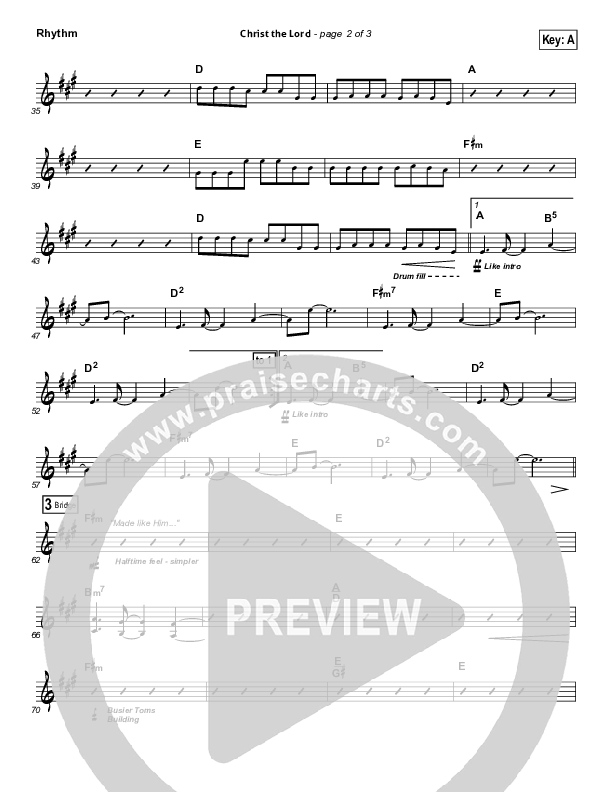 Christ The Lord Rhythm Chart (Paul Baloche)
