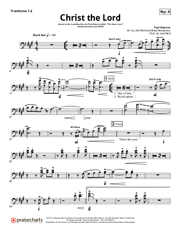 Christ The Lord Trombone 1/2 (Paul Baloche)