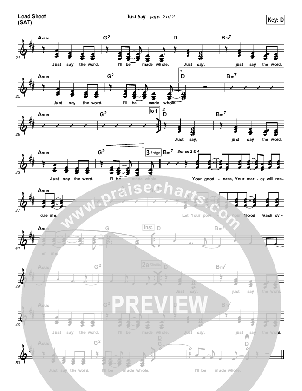 Just Say Lead Sheet (Paul Baloche)