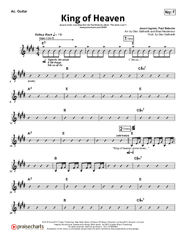 King Of Heaven Acoustic Guitar (Paul Baloche)