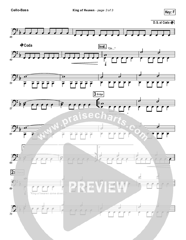 King Of Heaven Cello/Bass (Paul Baloche)