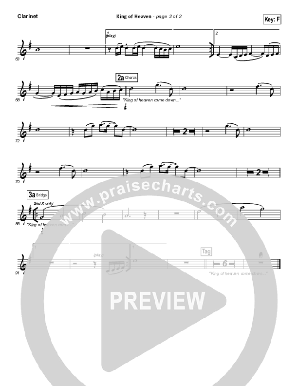 King Of Heaven Clarinet (Paul Baloche)