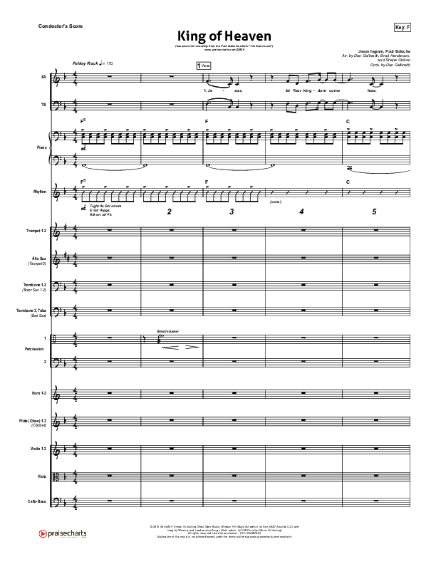 King Of Heaven Conductor's Score (Paul Baloche)