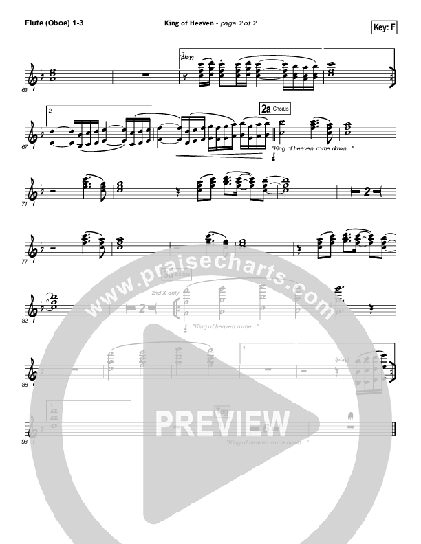 King Of Heaven Flute/Oboe 1/2/3 (Paul Baloche)