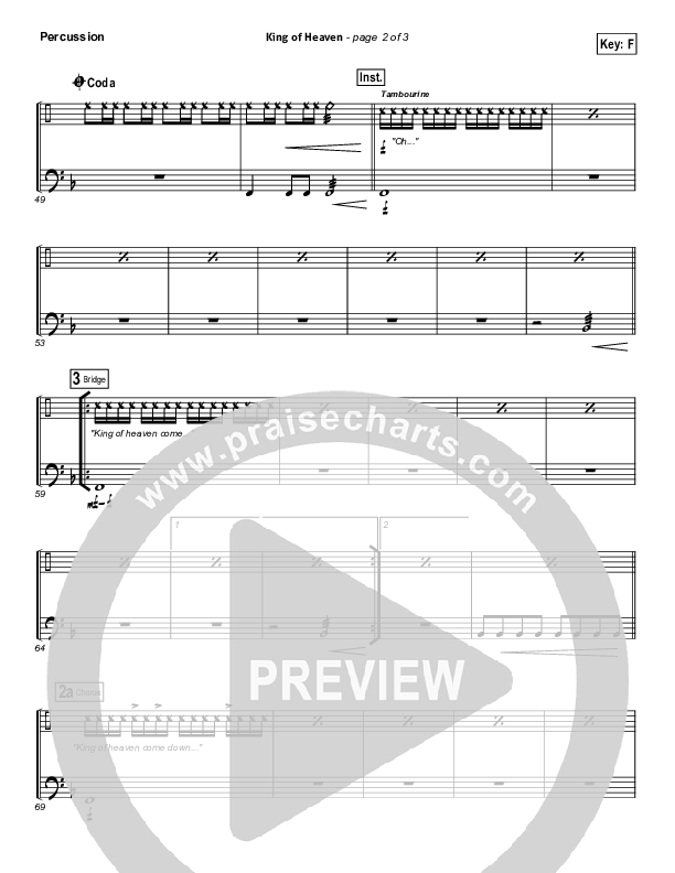 King Of Heaven Percussion (Paul Baloche)