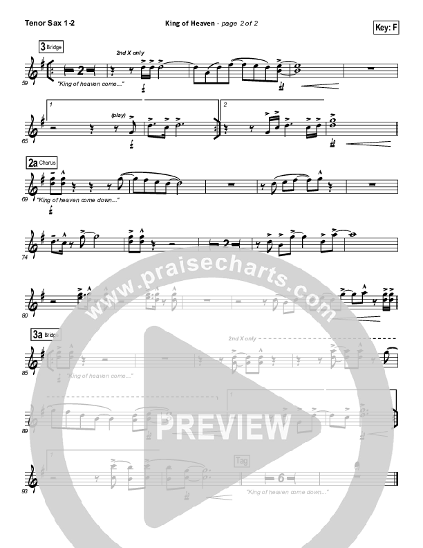 King Of Heaven Tenor Sax 1/2 (Paul Baloche)