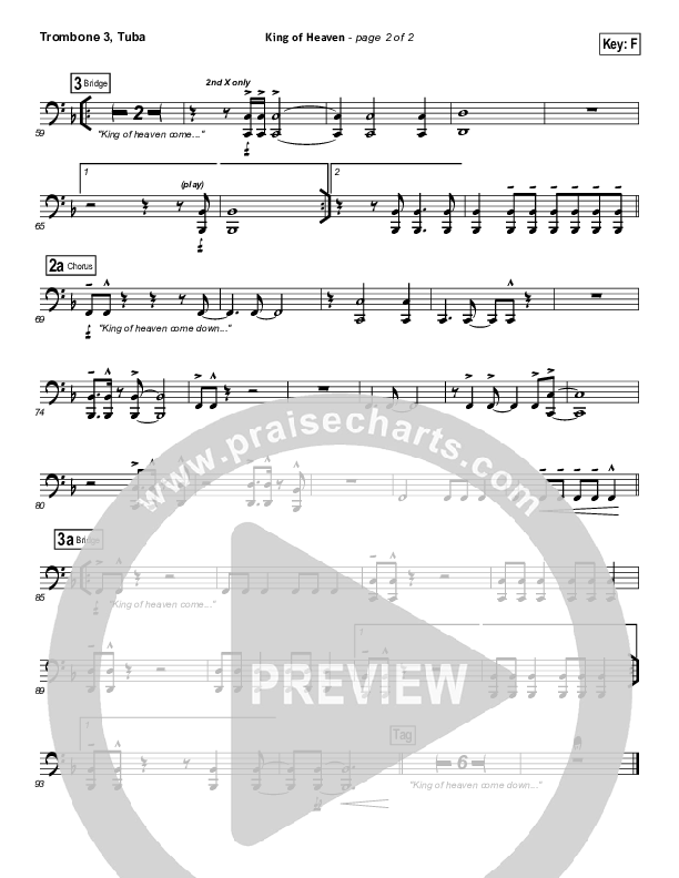 King Of Heaven Trombone 3/Tuba (Paul Baloche)