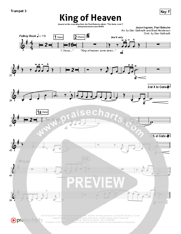 King Of Heaven Trumpet 3 (Paul Baloche)