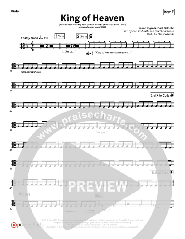 King Of Heaven Viola (Paul Baloche)