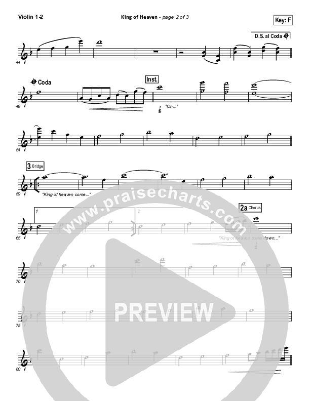 King Of Heaven Violin 1/2 (Paul Baloche)