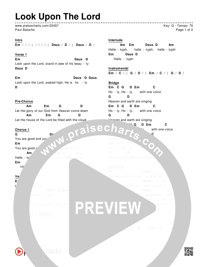 Look Upon The Lord Chords & Lyrics (Paul Baloche)