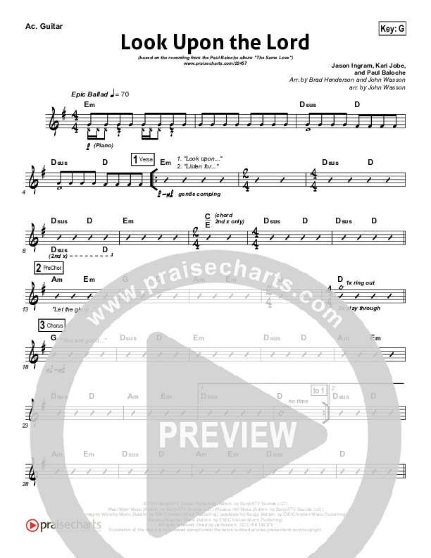 Look Upon The Lord Acoustic Guitar (Paul Baloche)