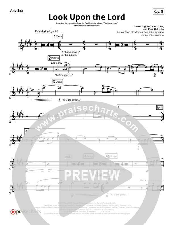 Look Upon The Lord Alto Sax (Paul Baloche)