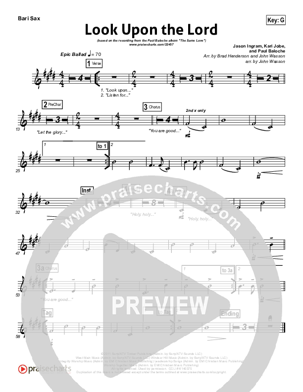 Look Upon The Lord Bari Sax (Paul Baloche)