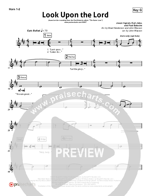 Look Upon The Lord French Horn 1/2 (Paul Baloche)