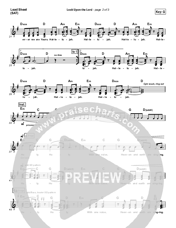 Look Upon The Lord Lead Sheet (Paul Baloche)