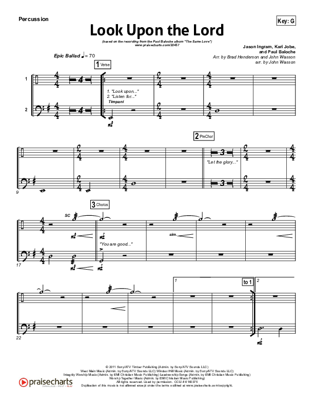 Look Upon The Lord Percussion (Paul Baloche)