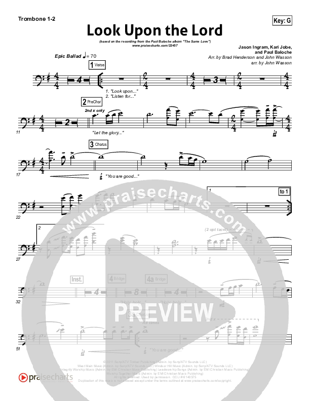 Look Upon The Lord Trombone 1/2 (Paul Baloche)