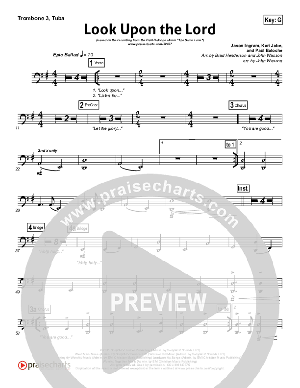 Look Upon The Lord Trombone 3/Tuba (Paul Baloche)