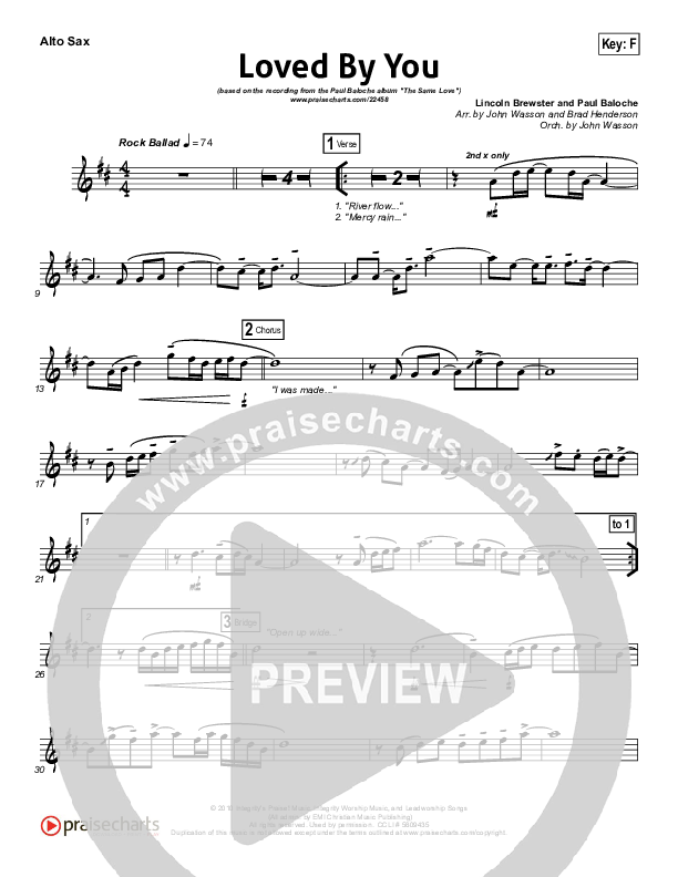 Loved By You Alto Sax (Paul Baloche)