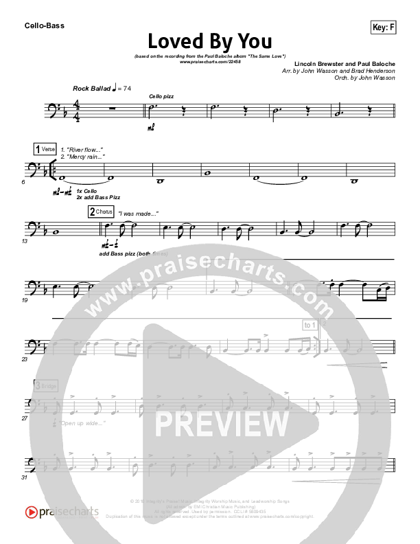 Loved By You Cello/Bass (Paul Baloche)