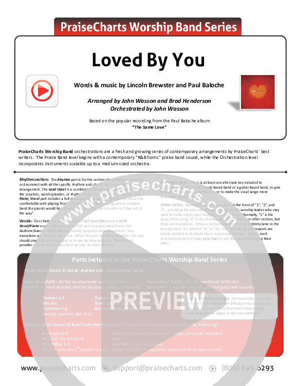 Loved By You Cover Sheet (Paul Baloche)