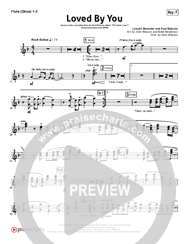 Loved By You Flute/Oboe 1/2/3 (Paul Baloche)