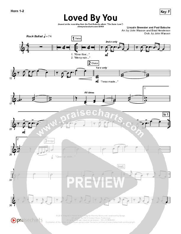 Loved By You French Horn 1/2 (Paul Baloche)