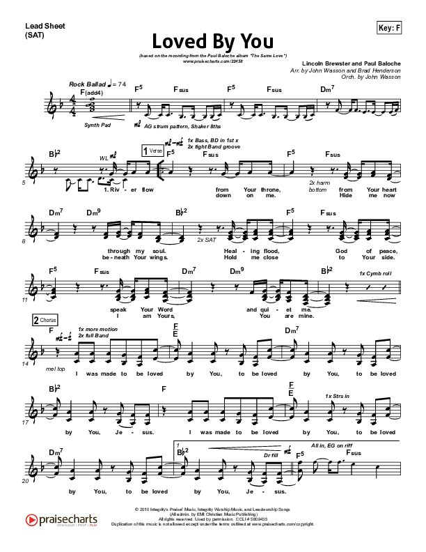 Loved By You Lead Sheet (Paul Baloche)