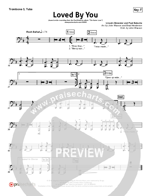 Loved By You Trombone 3/Tuba (Paul Baloche)