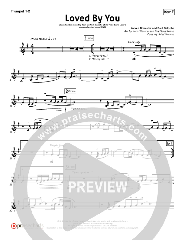 Loved By You Trumpet 1,2 (Paul Baloche)