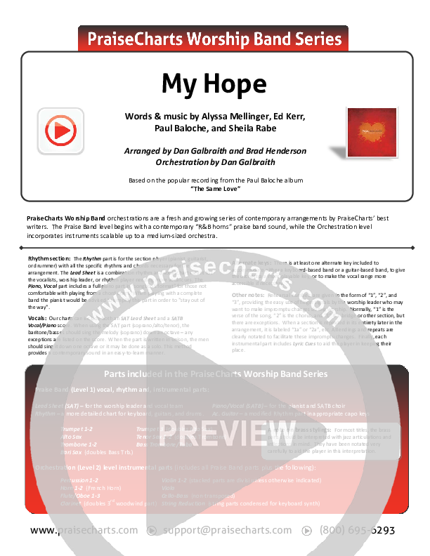 My Hope Cover Sheet (Paul Baloche)