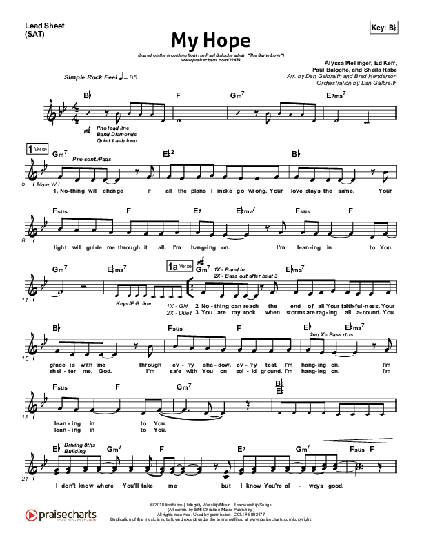 My Hope Lead Sheet (Paul Baloche)