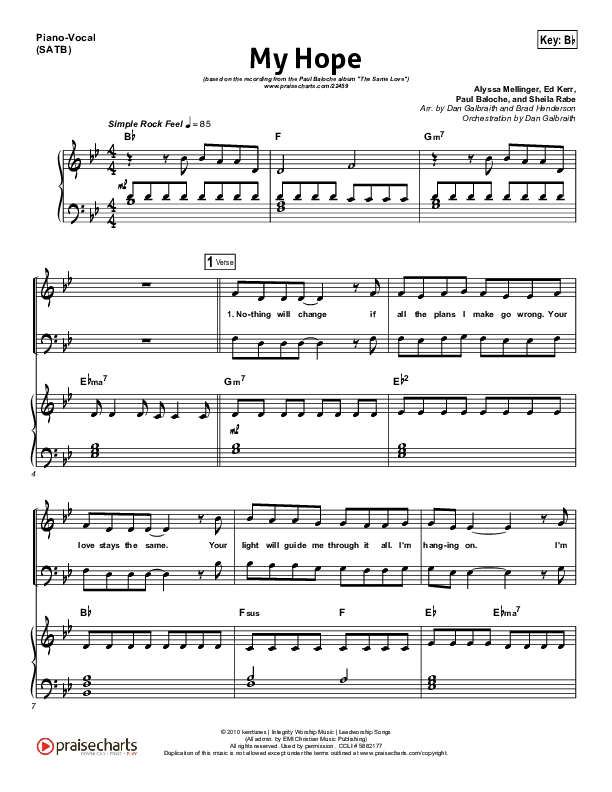 My Hope Piano/Vocal (Paul Baloche)