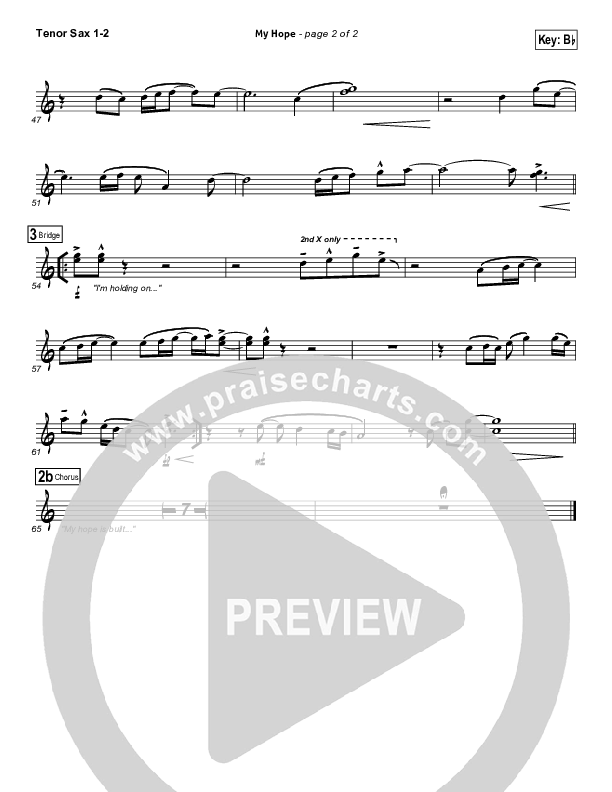 My Hope Tenor Sax 1/2 (Paul Baloche)