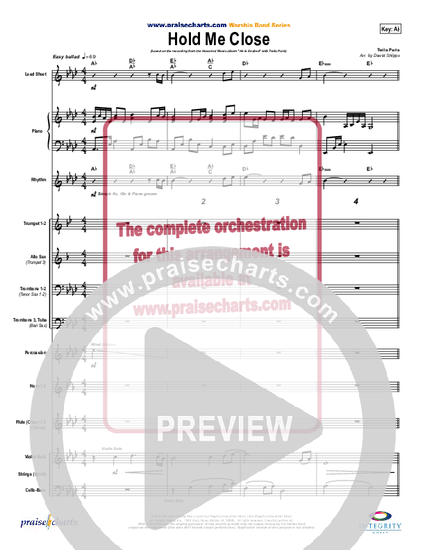 Hold Me Close Conductor's Score (Twila Paris)